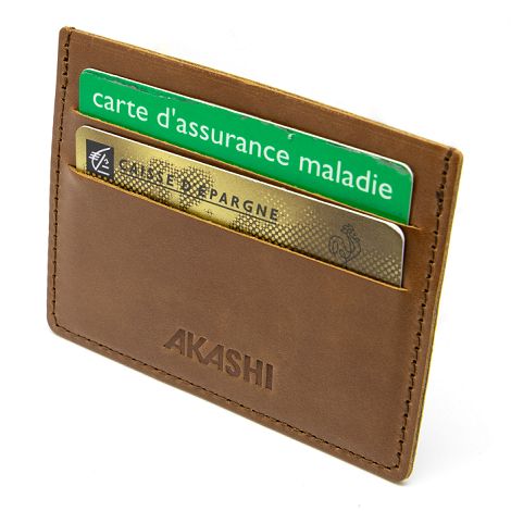  PORTE-CARTES HORIZONTAL AVEC OU SANS ANTI-RFID  EN CUIR VERITABLE