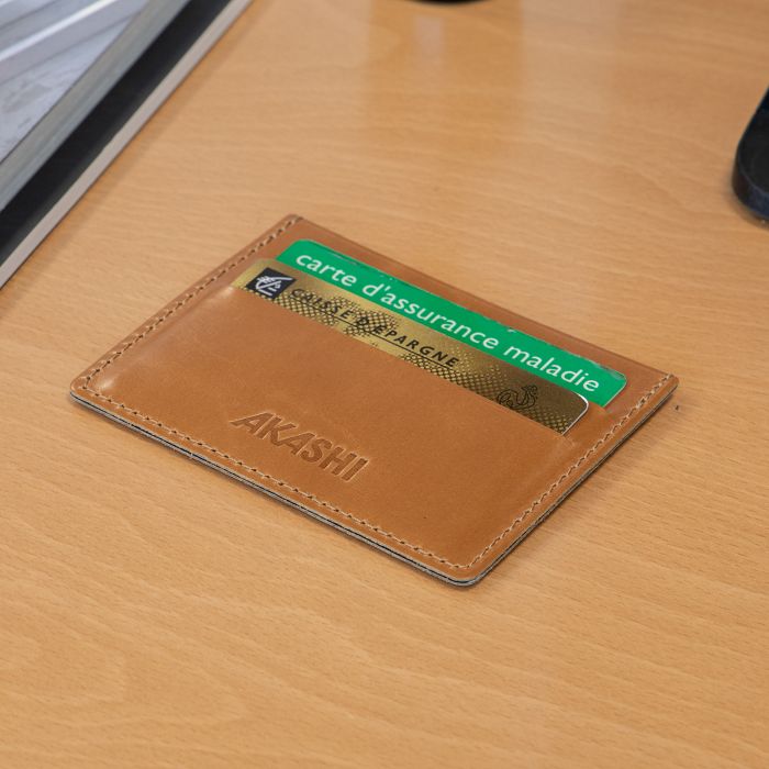  PORTE-CARTES HORIZONTAL AVEC OU SANS ANTI-RFID  EN CUIR VERITABLE