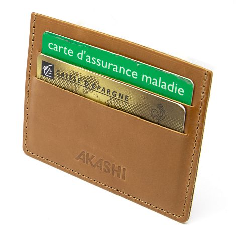  PORTE-CARTES HORIZONTAL AVEC OU SANS ANTI-RFID  EN CUIR VERITABLE