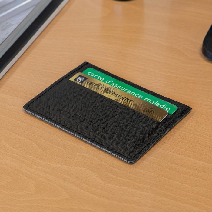  PORTE-CARTES HORIZONTAL AVEC OU SANS ANTI-RFID EN SIMILI-CUIR NOI