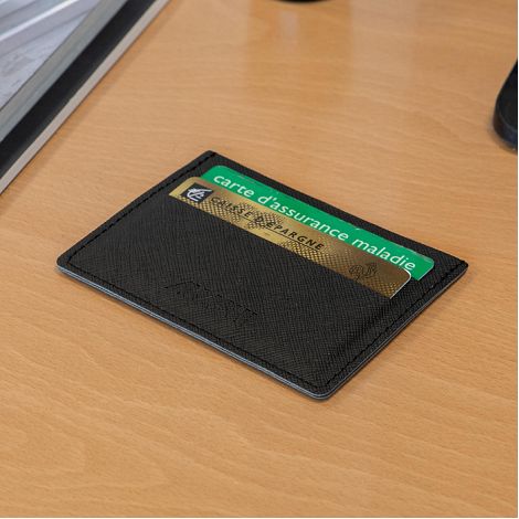  PORTE-CARTES HORIZONTAL AVEC OU SANS ANTI-RFID EN SIMILI-CUIR NOI