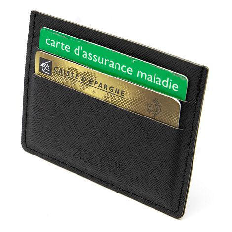  PORTE-CARTES HORIZONTAL AVEC OU SANS ANTI-RFID EN SIMILI-CUIR NOI