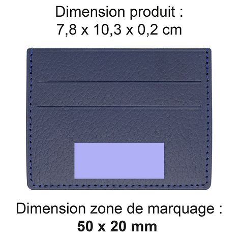  PORTE-CARTES HORIZONTAL AVEC OU SANS ANTI-RFID  CUIR RECYCLÉ BLEU