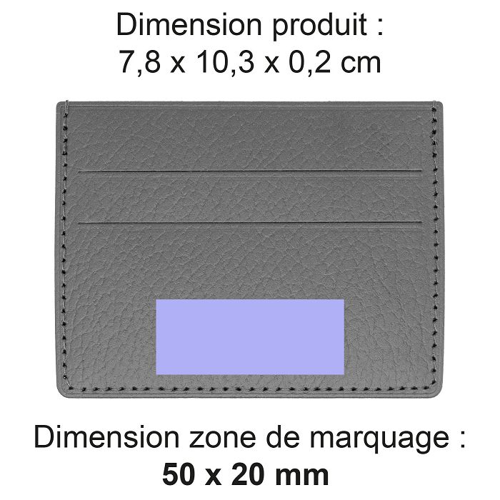  PORTE-CARTES HORIZONTAL AVEC OU SANS ANTI-RFID  CUIR RECYCLÉ GRIS