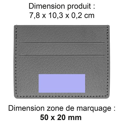  PORTE-CARTES HORIZONTAL AVEC OU SANS ANTI-RFID  CUIR RECYCLÉ GRIS