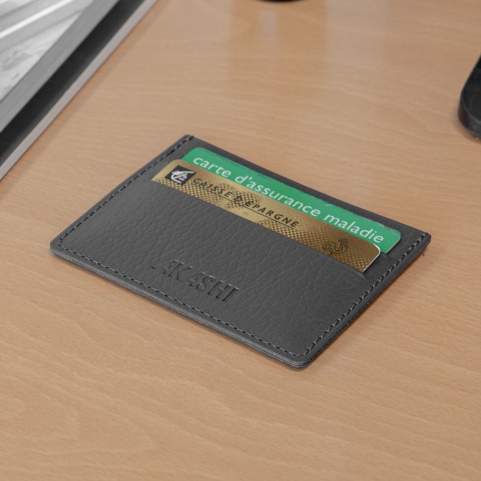  PORTE-CARTES HORIZONTAL AVEC OU SANS ANTI-RFID  CUIR RECYCLÉ GRIS
