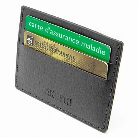  PORTE-CARTES HORIZONTAL AVEC OU SANS ANTI-RFID  CUIR RECYCLÉ GRIS