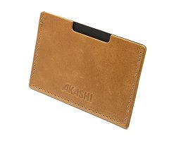 PORTE CARTE SIMPLE EN CUIR VERITABLE MARRON CLAIR