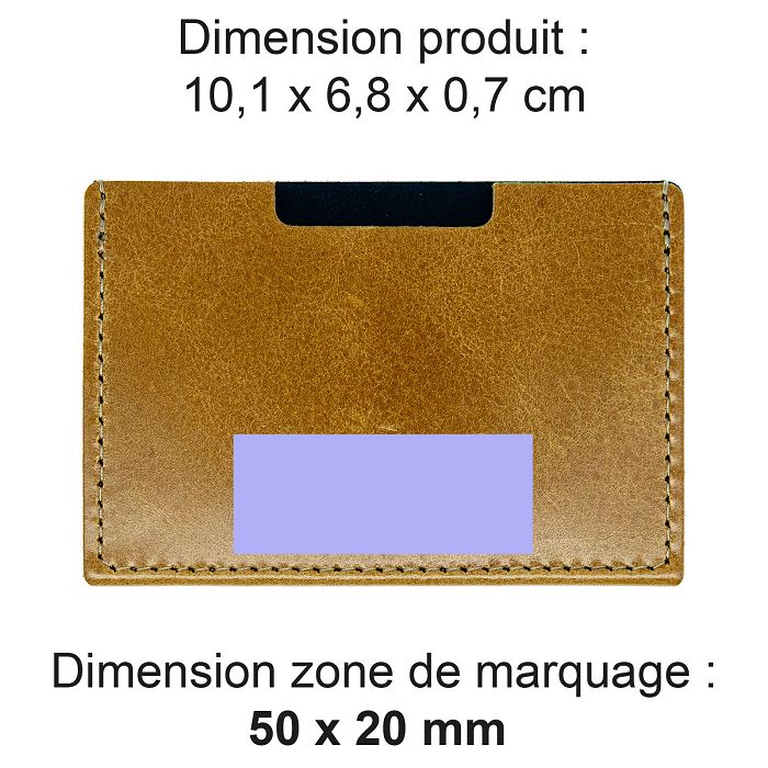 PORTE CARTE SIMPLE EN CUIR VERITABLE MARRON CLAIR