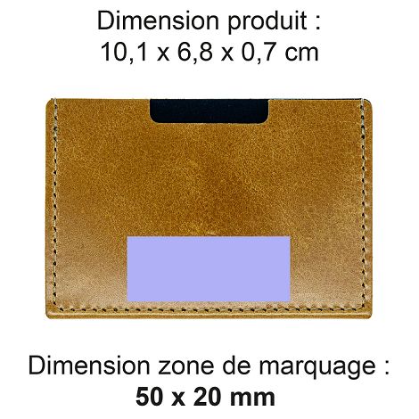  PORTE CARTE SIMPLE EN CUIR VERITABLE MARRON CLAIR