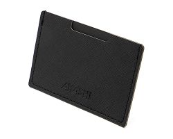 PORTE CARTE SIMPLE EN SIMILI-CUIR NOIR GRAINE