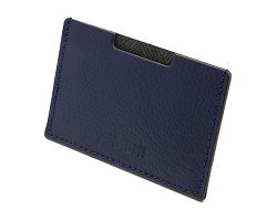 PORTE CARTE SIMPLE CUIR RECYCLÉ BLEU MARINE