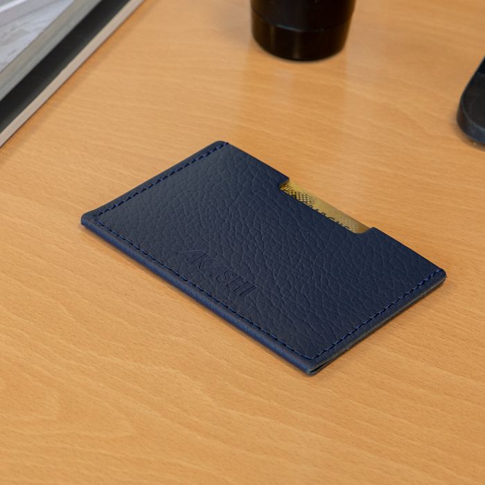  PORTE CARTE SIMPLE CUIR RECYCLÉ BLEU MARINE