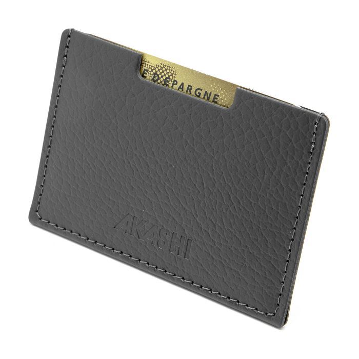  PORTE CARTE SIMPLE CUIR RECYCLÉ GRIS
