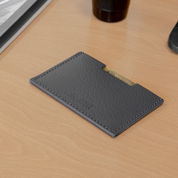  PORTE CARTE SIMPLE CUIR RECYCLÉ GRIS