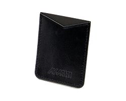 PORTE-CARTE POUR SMARTPHONE AVEC ADHESIF 3M EN CUIR VERITABLE NOI