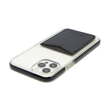  PORTE-CARTE POUR SMARTPHONE AVEC ADHESIF 3M EN CUIR VERITABLE NOI