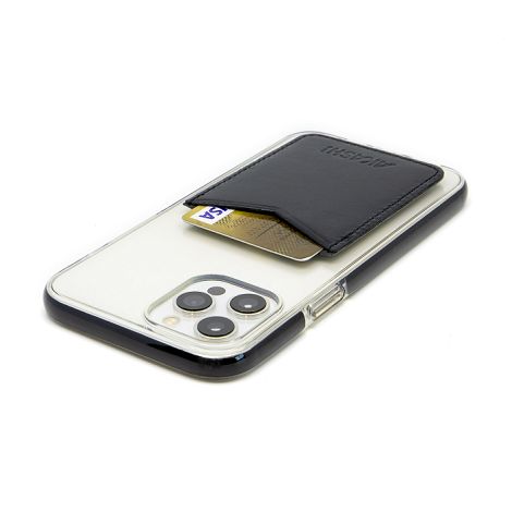  PORTE-CARTE POUR SMARTPHONE AVEC ADHESIF 3M EN CUIR VERITABLE NOI