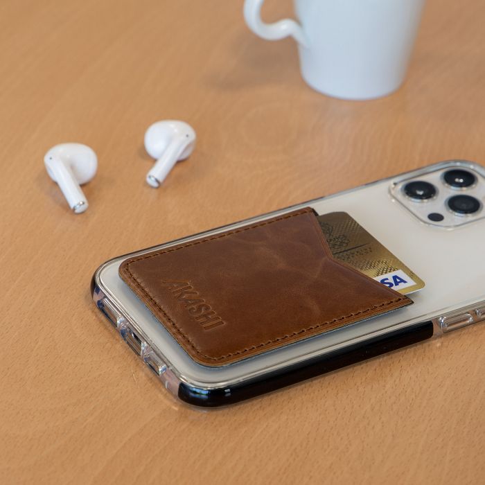  PORTE-CARTE POUR SMARTPHONE AVEC ADHESIF 3M EN CUIR VERITABLE MAR