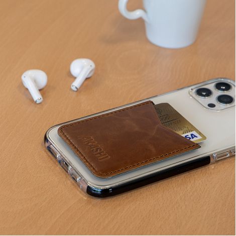  PORTE-CARTE POUR SMARTPHONE AVEC ADHESIF 3M EN CUIR VERITABLE MAR