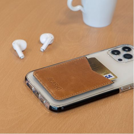  PORTE-CARTE POUR SMARTPHONE AVEC ADHESIF 3M EN CUIR VERITABLE MAR