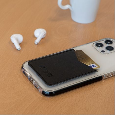  PORTE-CARTE POUR SMARTPHONE AVEC ADHESIF 3M EN SIMILI-CUIR NOIR G