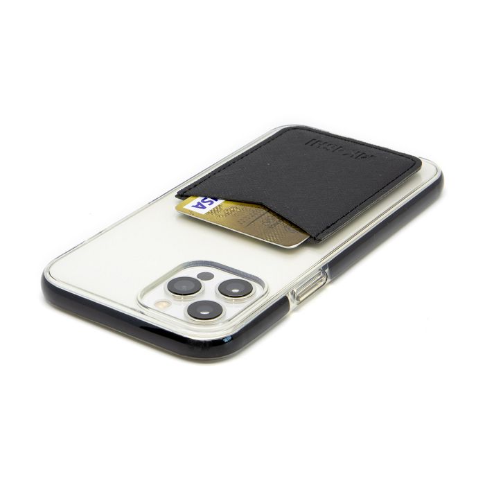  PORTE-CARTE POUR SMARTPHONE AVEC ADHESIF 3M EN SIMILI-CUIR NOIR G