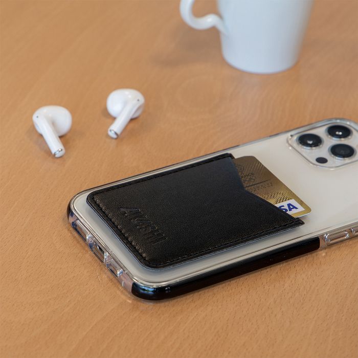  PORTE-CARTE POUR SMARTPHONE AVEC ADHESIF 3M EN SIMILI-CUIR LISSE 