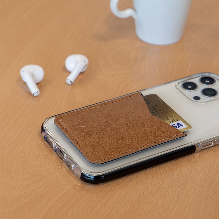  PORTE-CARTE POUR SMARTPHONE AVEC ADHESIF 3M EN SIMILI-CUIR LISSE 