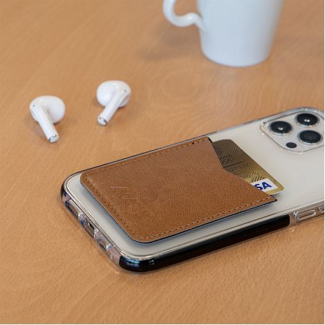  PORTE-CARTE POUR SMARTPHONE AVEC ADHESIF 3M EN SIMILI-CUIR LISSE 
