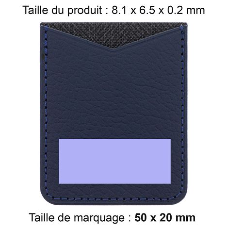  PORTE-CARTE POUR SMARTPHONE AVEC ADHESIF 3M CUIR RECYCLÉ BLEU MAR