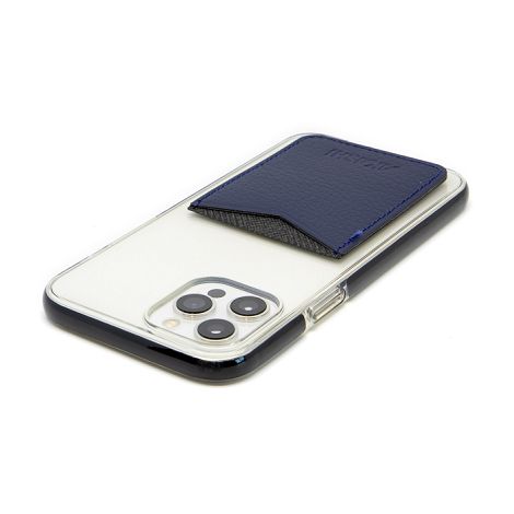  PORTE-CARTE POUR SMARTPHONE AVEC ADHESIF 3M CUIR RECYCLÉ BLEU MAR