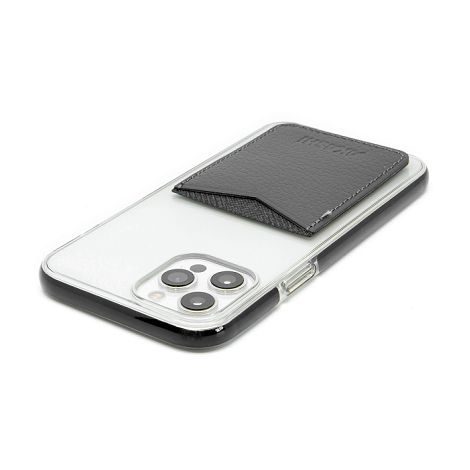  PORTE-CARTE POUR SMARTPHONE AVEC ADHESIF 3M CUIR RECYCLÉ GRIS