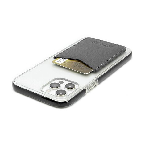  PORTE-CARTE POUR SMARTPHONE AVEC ADHESIF 3M CUIR RECYCLÉ GRIS