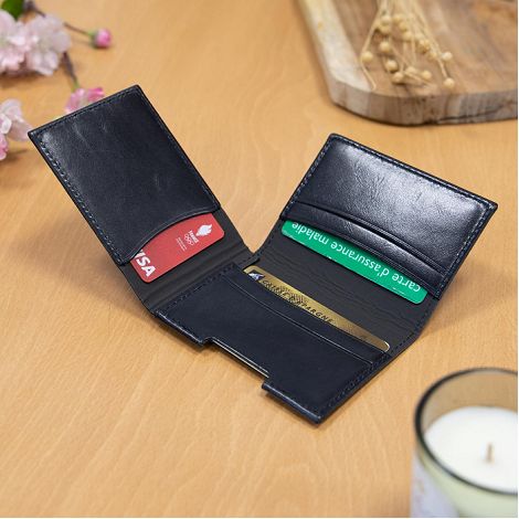  PORTE CARTE VOLET EN CUIR VERITABLE NOIR