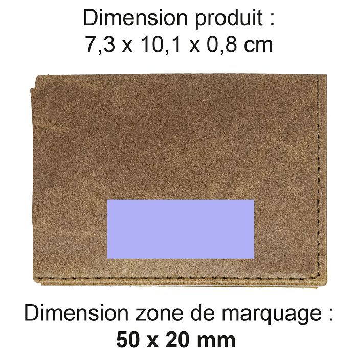  PORTE CARTE VOLET EN CUIR VERITABLE MARRON FONCE