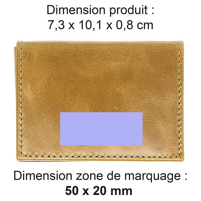  PORTE CARTE VOLET EN CUIR VERITABLE MARRON CLAIR
