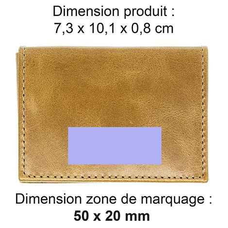  PORTE CARTE VOLET EN CUIR VERITABLE MARRON CLAIR
