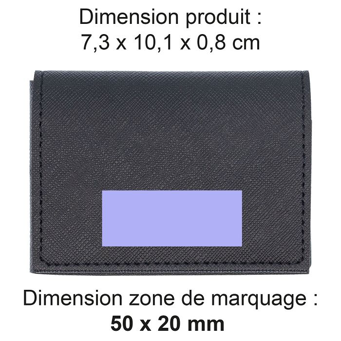  PORTE CARTE VOLET EN SIMILI-CUIR NOIR GRAINE