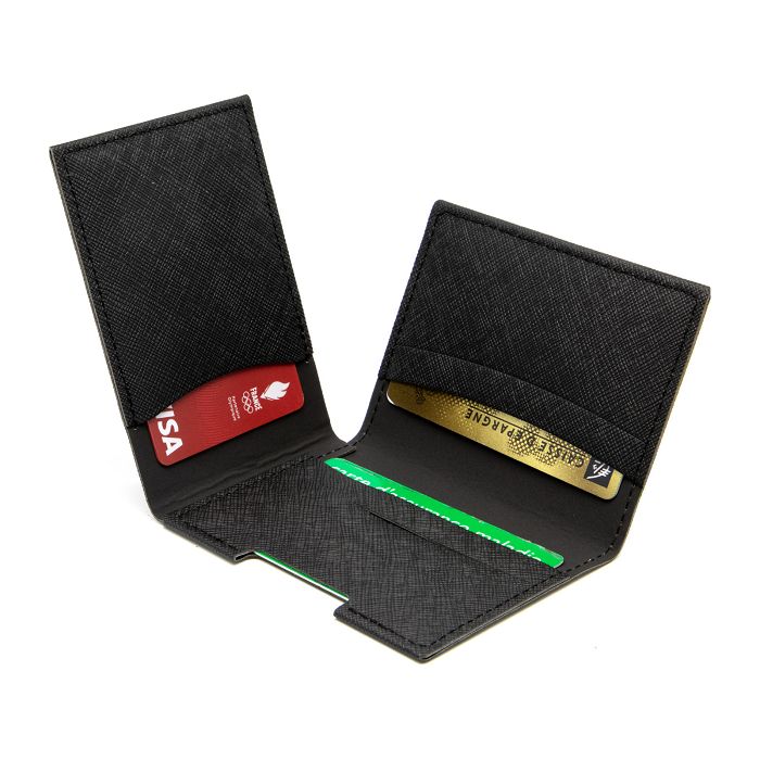  PORTE CARTE VOLET EN SIMILI-CUIR NOIR GRAINE
