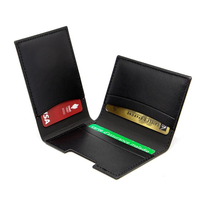 PORTE CARTE VOLET EN SIMILI-CUIR LISSE NOIR