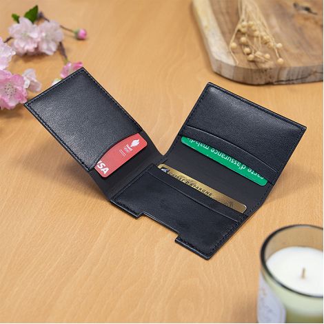  PORTE CARTE VOLET EN SIMILI-CUIR LISSE NOIR