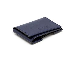 PORTE CARTE VOLET CUIR RECYCLÉ BLEU MARINE