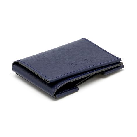  PORTE CARTE VOLET CUIR RECYCLÉ BLEU MARINE