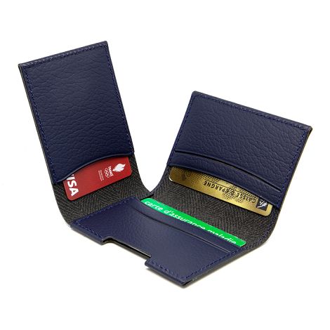  PORTE CARTE VOLET CUIR RECYCLÉ BLEU MARINE