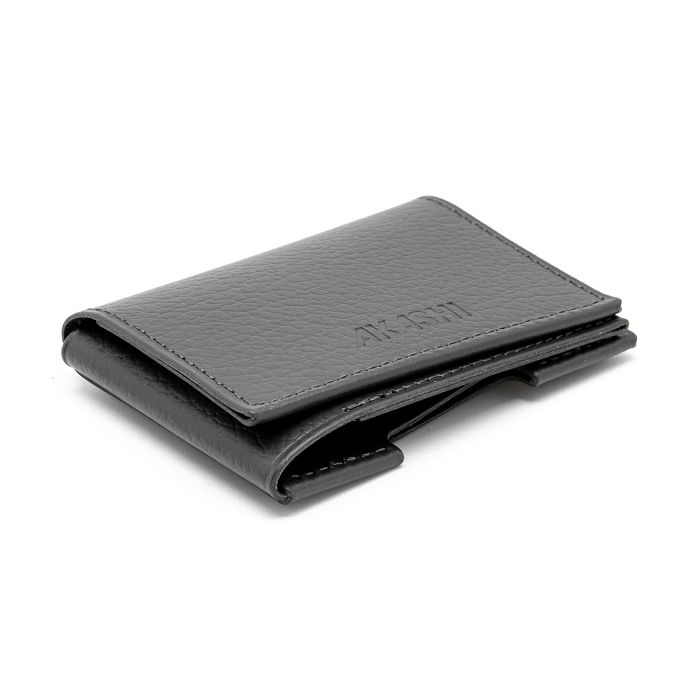  PORTE CARTE VOLET CUIR RECYCLÉ GRIS