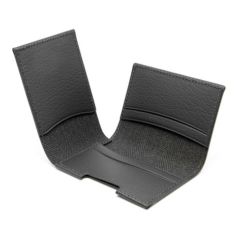  PORTE CARTE VOLET CUIR RECYCLÉ GRIS