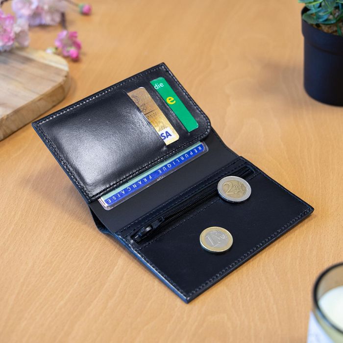  PORTEFEUILLE VERTICAL EN CUIR VERITABLE NOIR