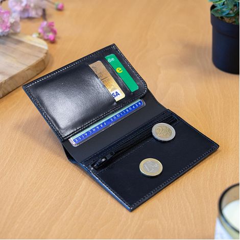  PORTEFEUILLE VERTICAL EN CUIR VERITABLE NOIR