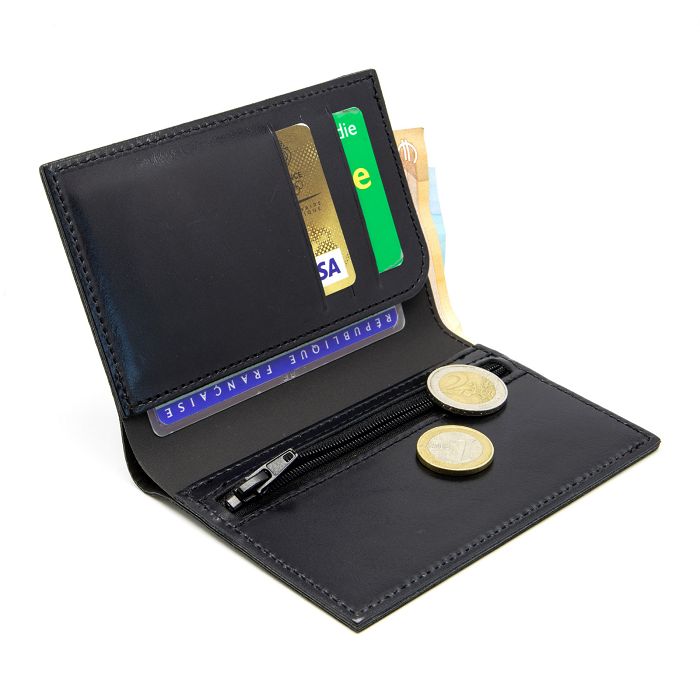  PORTEFEUILLE VERTICAL EN CUIR VERITABLE NOIR